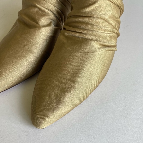 Larry Stuart Collection Gold Elastic Fabric Heeled Mules size 8 - Picture 7 of 15